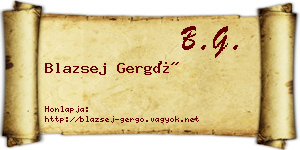 Blazsej Gergő névjegykártya